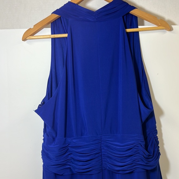 Evan Picone Royal Blue Cowl Neck Sleeveless Drape Waist Dress SZ 16 - Picture 6 of 11